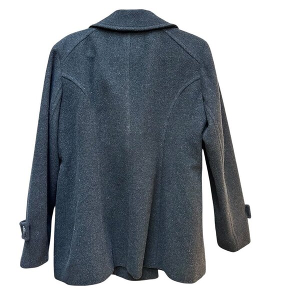 Anne Klein Pea Coat Charcoal Gray Wool Blend Double Breasted Pockets Size XL - Picture 3 of 8